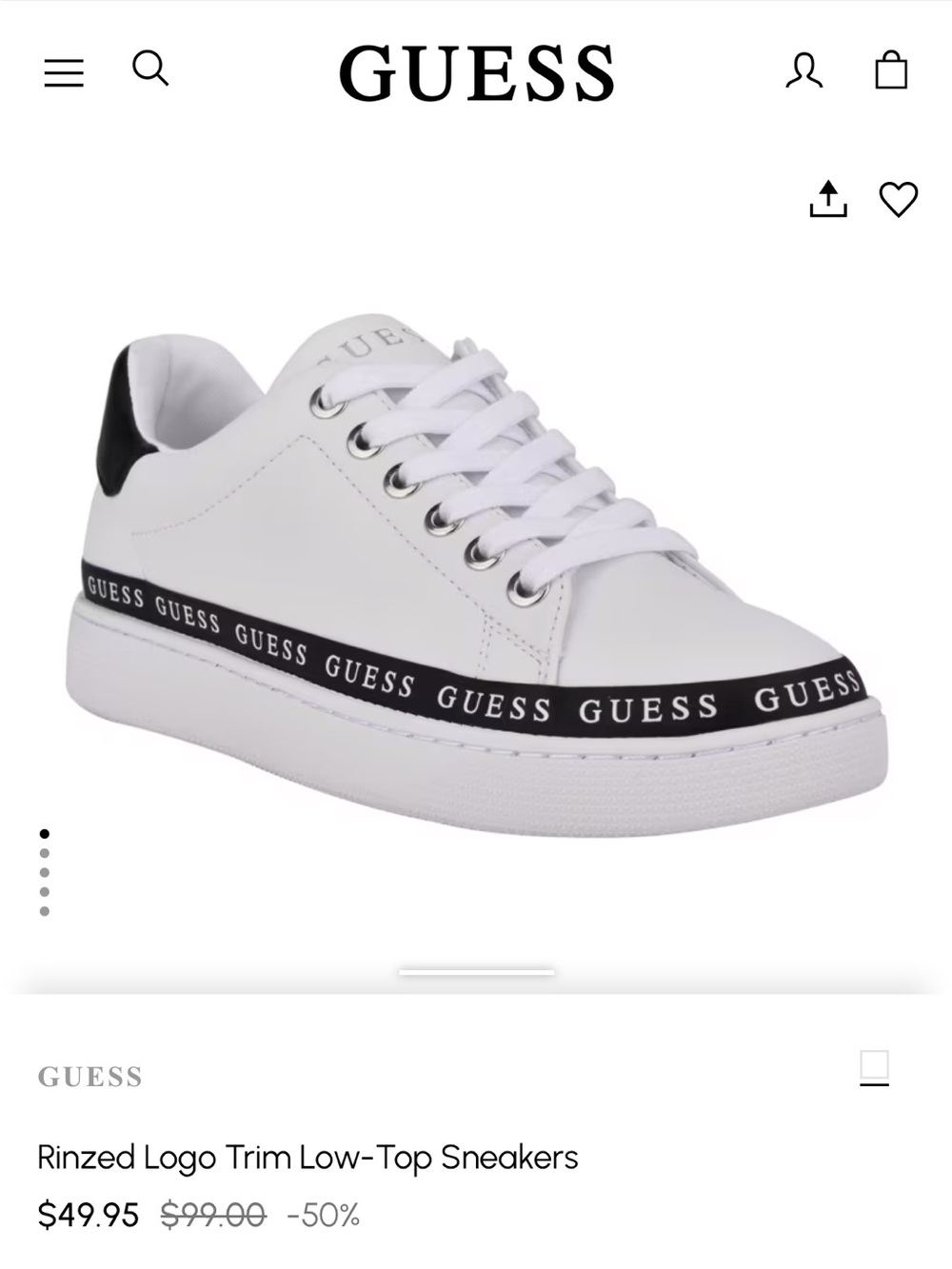 GUESS White Sneakers with Black Logo Trim